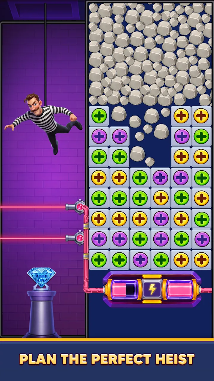 Nivel Phantom Match cu blocuri colorate, lasere și un diamant